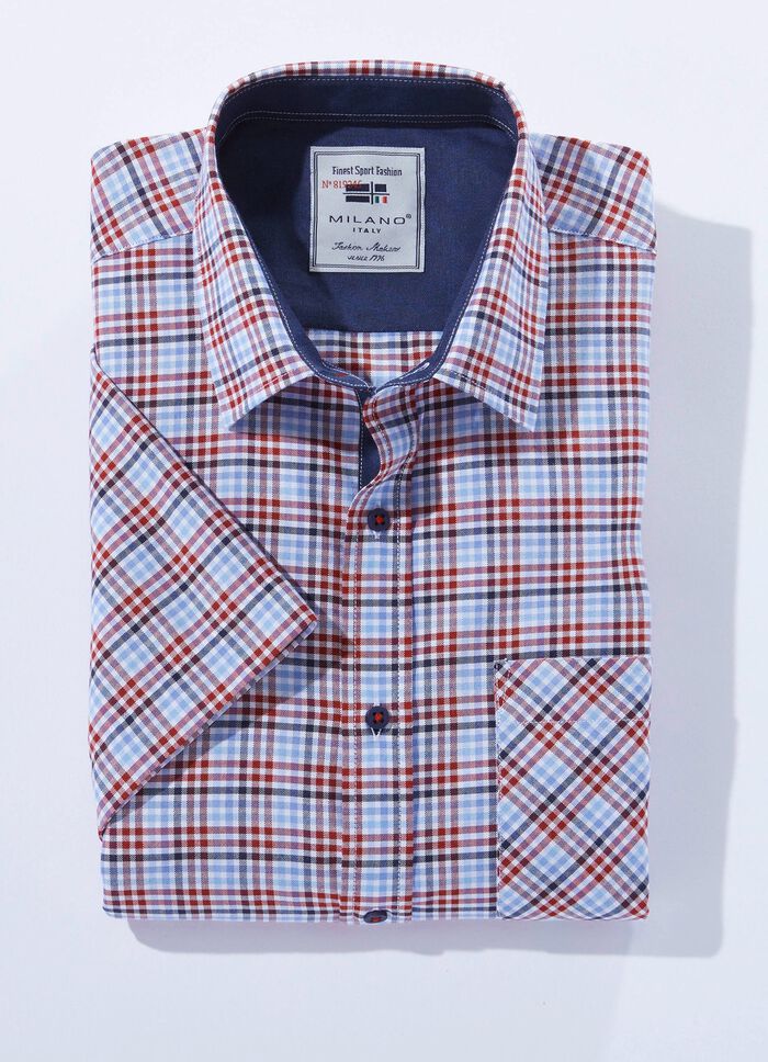 Kariertes &laquo;Milano Italy&raquo;-Hemd in 4 Farben 