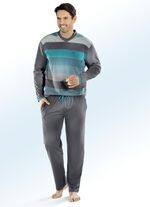 Hajo Klima Komfort Pyjama mit V-Ausschnitt und garngef&auml;rbtem Ringel 