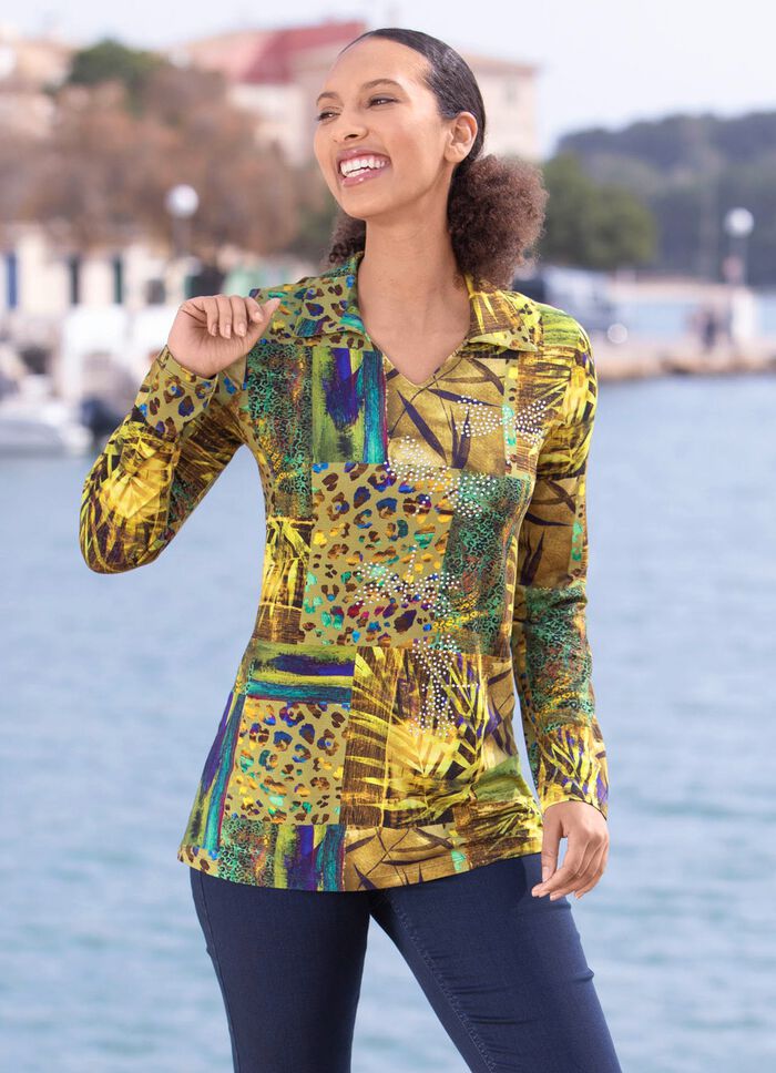 Poloshirt mit farbbrillantem Druck 