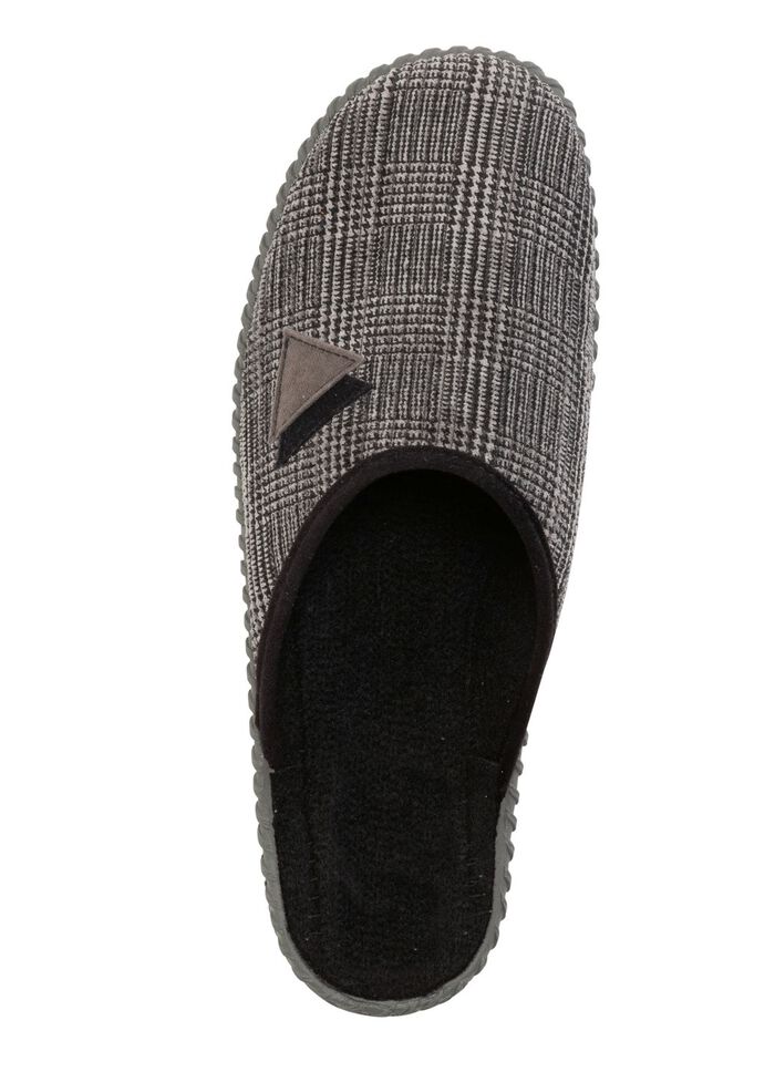 Textil-Pantoffel mit anatomisch geformtem Fussbett GRAU-SCHWARZ