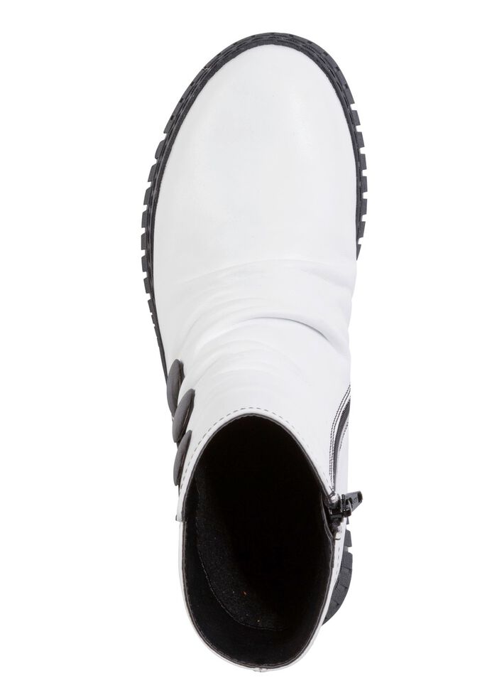 Gemini Stiefelette mit Raffung und dekorativen Kn&ouml;pfen WEISS