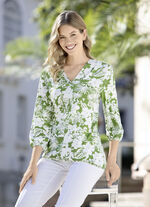 Shirt mit 3/4-langen Ärmeln in 2 Farben OLIV-ECRU