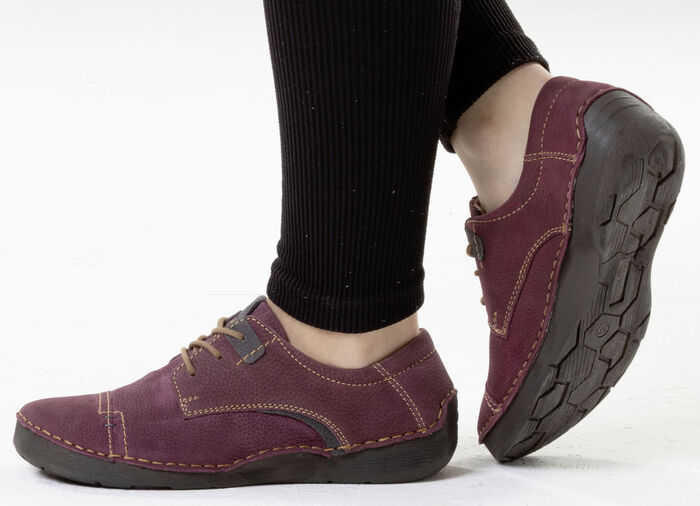 Josef Seibel, klassische Damen-Schnürschuhe, Weite G, mit herausnehmbarem Fussbett BEERE-GRAU