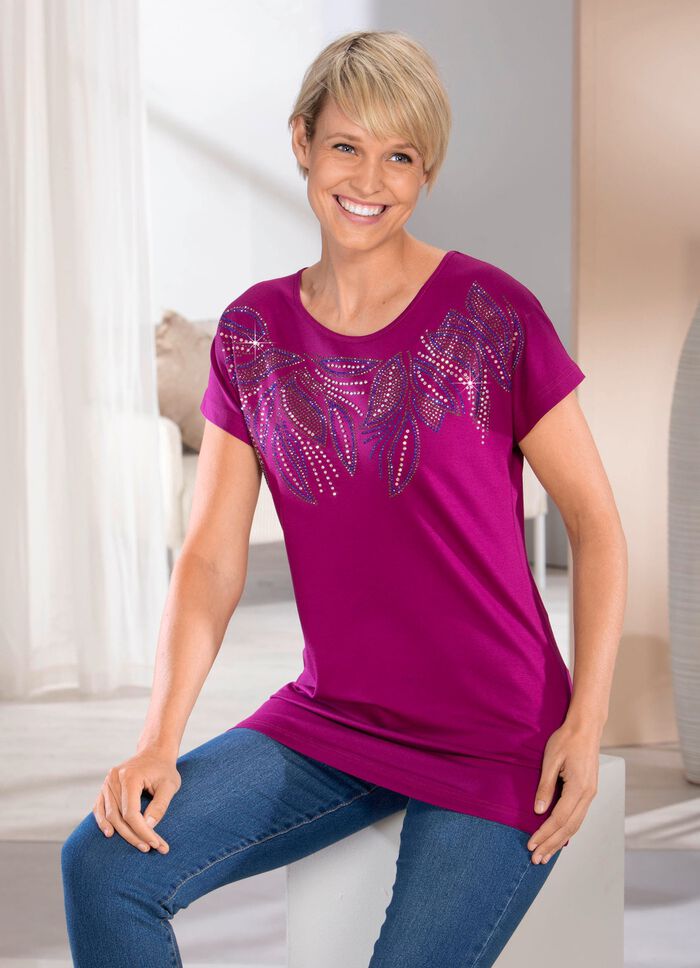 Shirt mit aufwendiger Strasszier in 2 Farben 