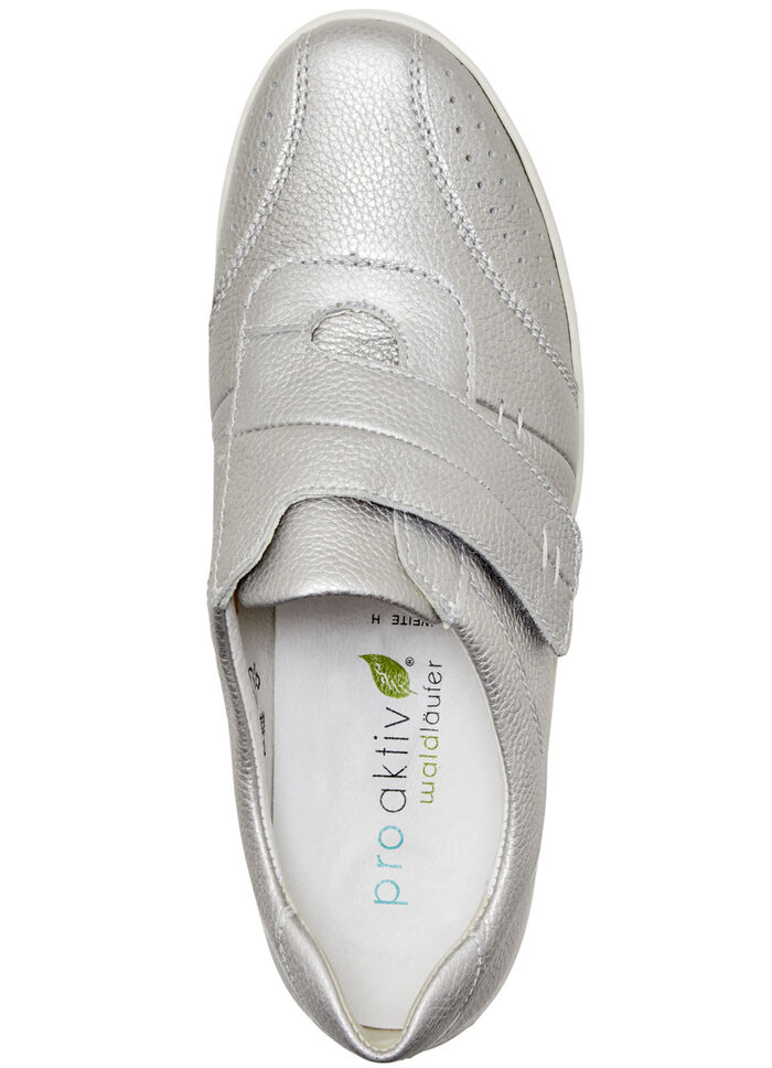 Waldläufer Slipper mit praktischem Klettverschluss MATTSILBER