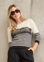 Pullover mit Spitzenbesatz 