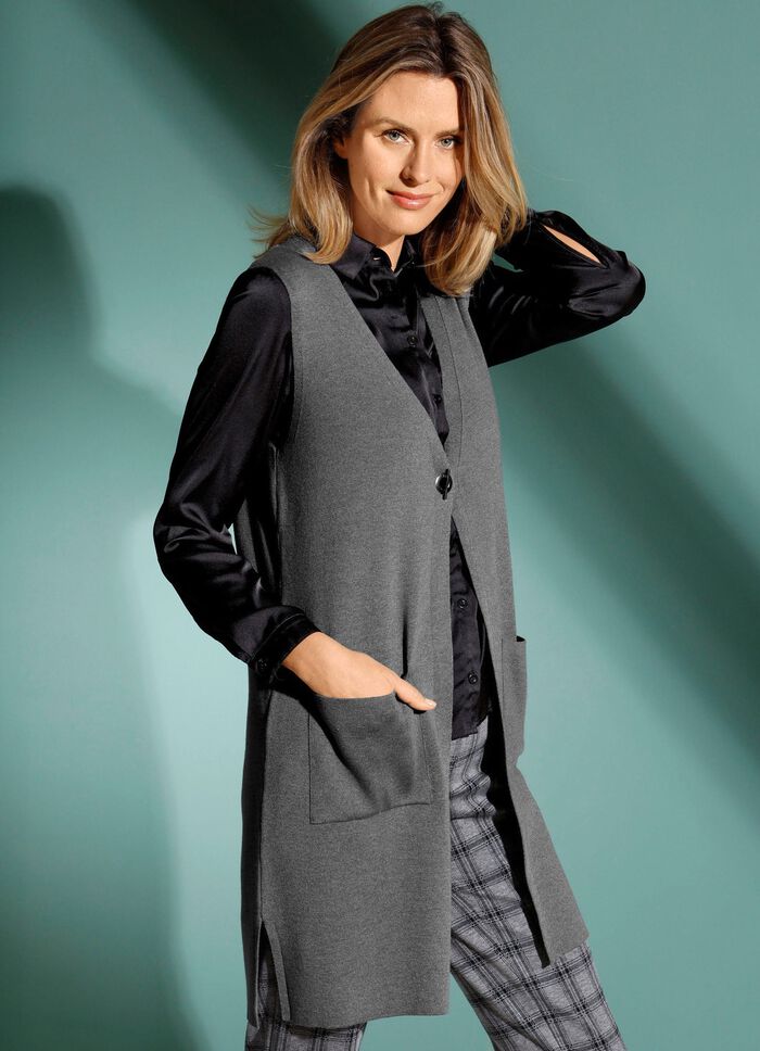 Gilet mit dekorativem Verschluss GRAU MELIERT