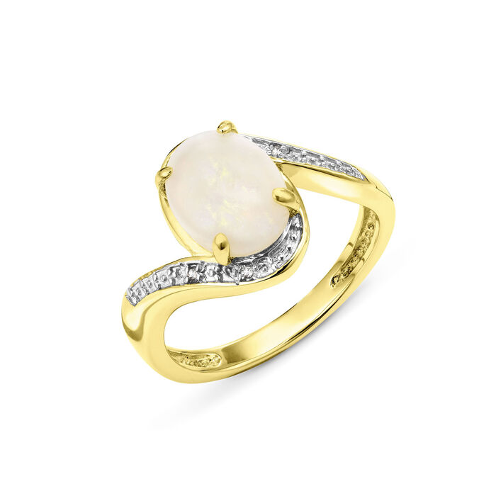 Damenring mit Diamanten und echt Opal 