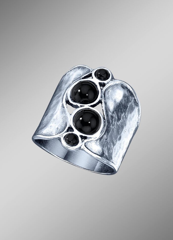 Massiver Damenring mit echt Onyx 