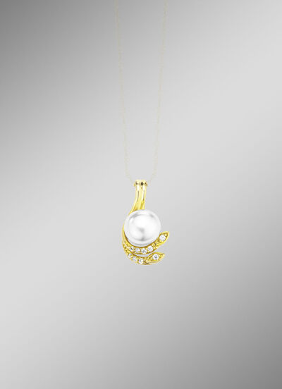 Eleganter Anhänger mit Süsswasser-Zuchtperle und synth. Zirkonia 