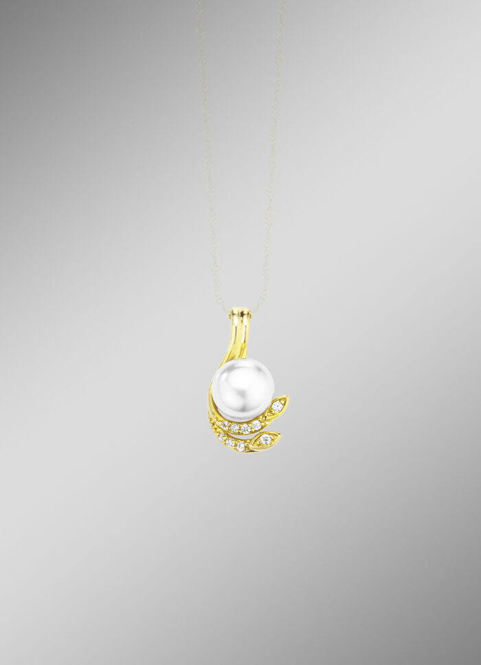 Eleganter Anhänger mit Süsswasser-Zuchtperle und synth. Zirkonia 