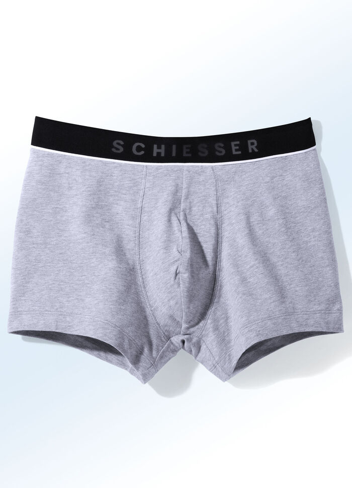 Schiesser Dreierpack Pants mit Elastikbund 1X MARINE, 1X ROT, 1X GRAU MELIERT