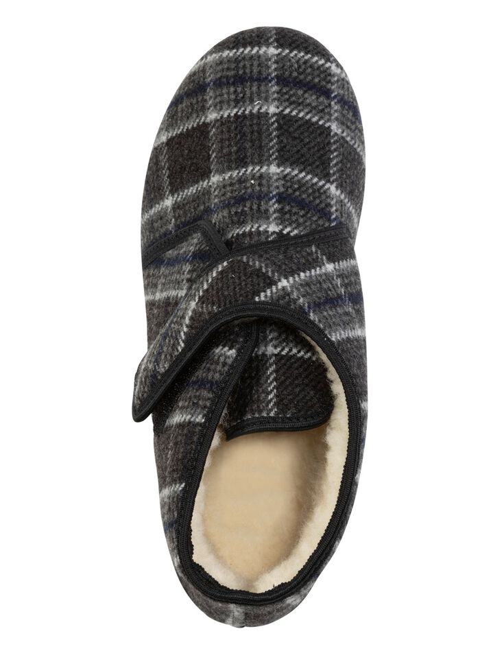 Stiefelette aus kariertem Textilmaterial 