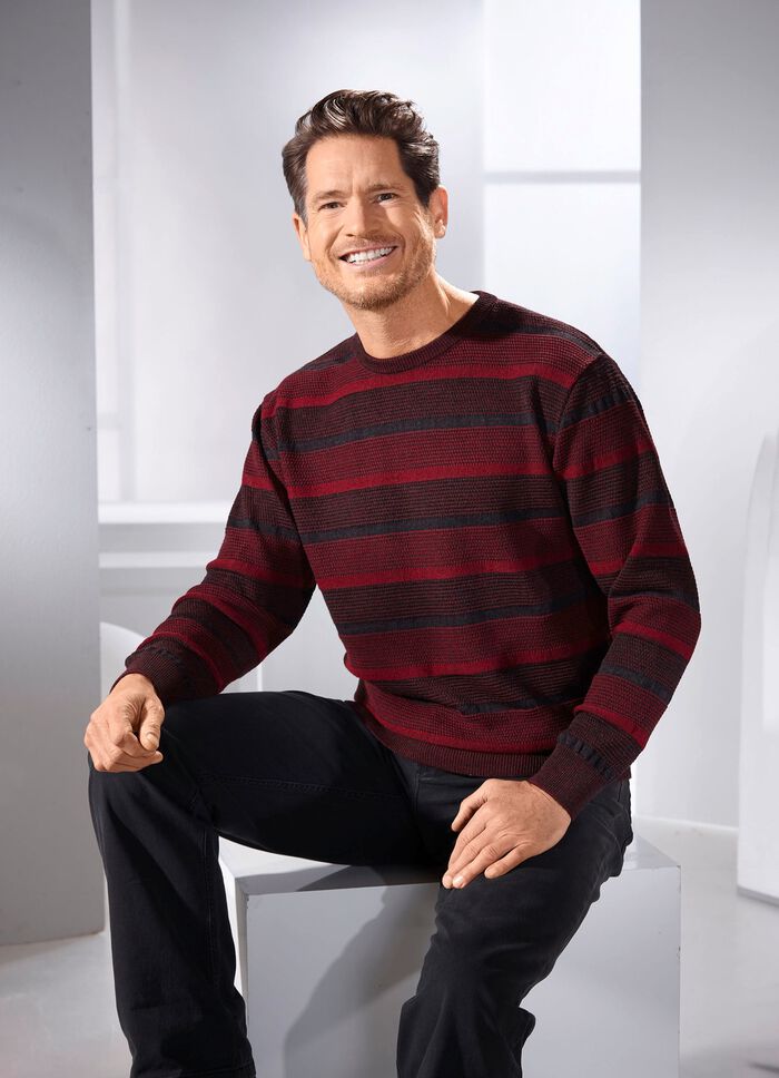 Rundhalspullover mit Strukturdessin in 2 Farben 