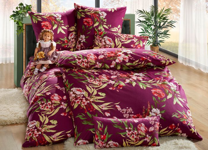 Beidseitig bedruckte Bettw&auml;sche-Garnitur BROMBEERE