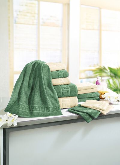 Frottierserie mit M&auml;ander-Jacquard-Struktur 