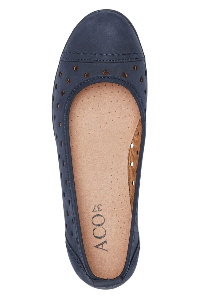 ELENA EDEN, sommerliche Damen-Ballerinas, Weite G, mit herausnehmbarem Fussbett MARINE