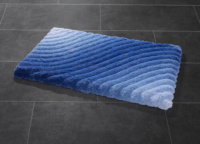 Barfussweiche Badgarnitur mit latexierter R&uuml;ckseite BLAU