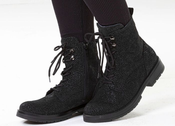 Waldl&auml;ufer, bequeme Damen-Stiefeletten, Weite G, mit herausnehmbarem Fussbett SCHWARZ