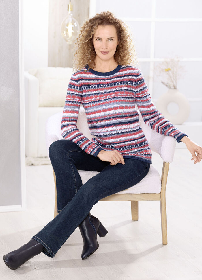 Jeans mit leicht ausgestellter Beinweite DUNKELBLAU