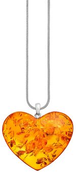 Grosser Herz-Anh&auml;nger mit echt Bernstein 