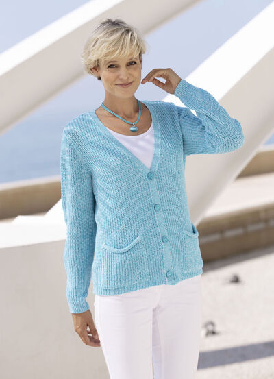 Strickjacke in Perlfang  
