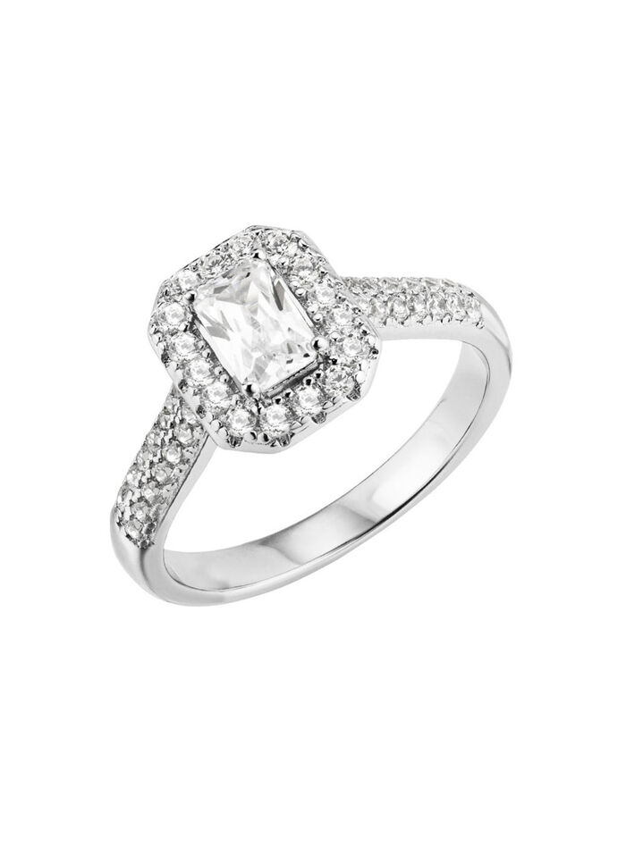Eleganter Damenring mit synth. Zirkonia 