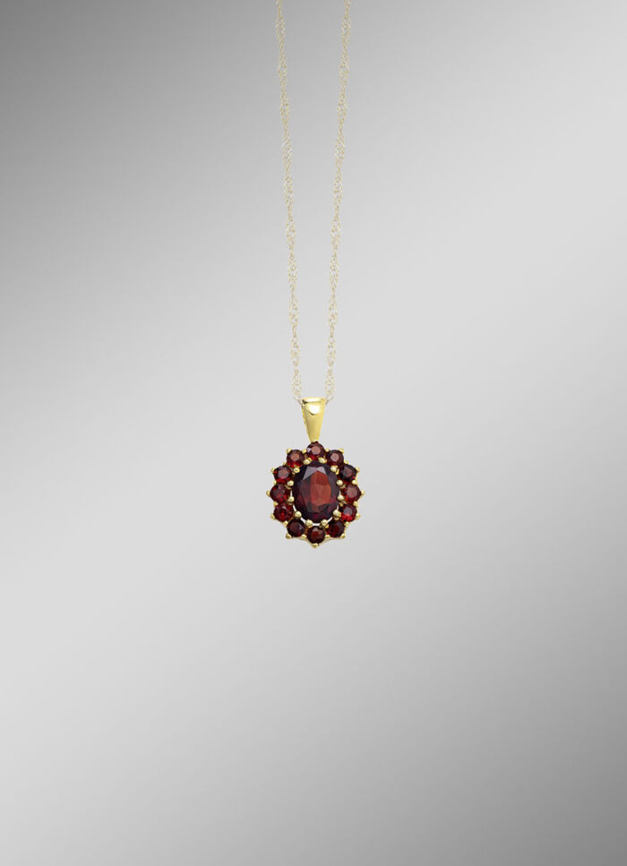 Bl&uuml;tenf&ouml;rmiger Anh&auml;nger mit Granat  