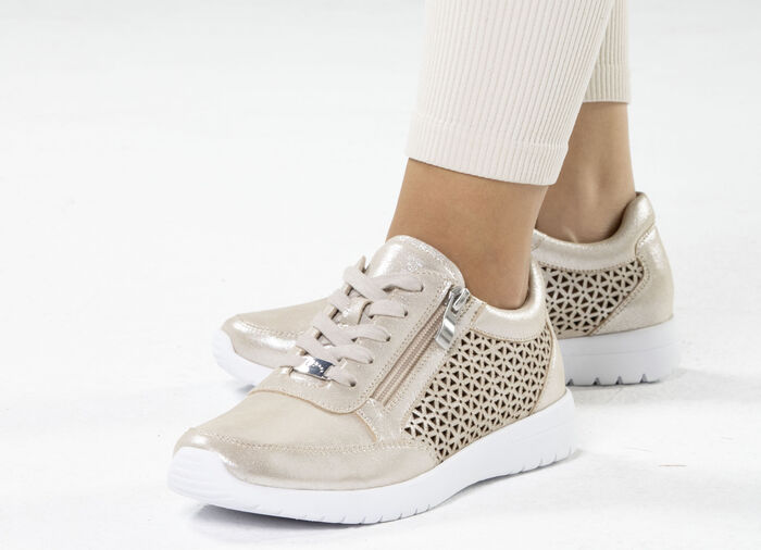 ELENA EDEN, sommerliche Damen-Sneaker, Weite G, mit herausnehmbarem Fussbett MATTGOLD