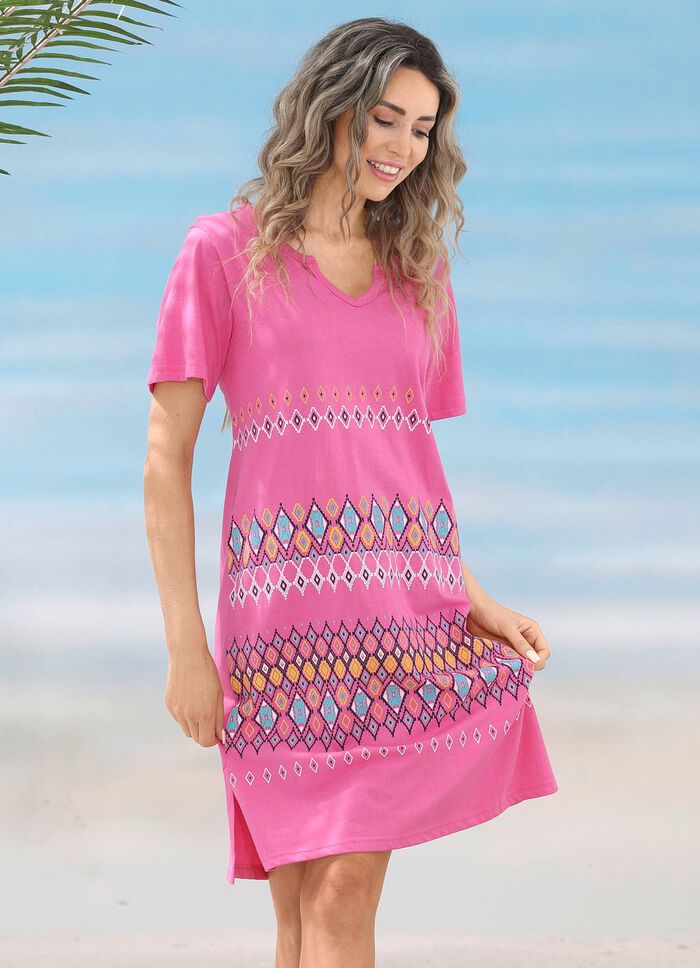 Zweierpack Kleider mit platziertem Druckdessin, aus reiner Baumwolle 