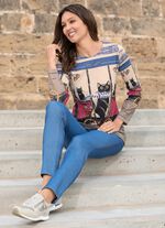 Shirt mit "Katzenmotiv" MULTICOLOR