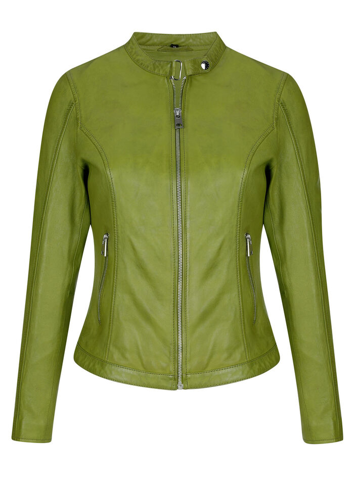 Lederjacke mit Stehkragen 