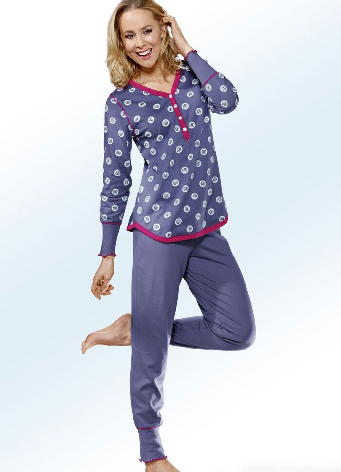 Pyjama, Langarm mit Knopfleiste und Bündchen IRIS-BUNT