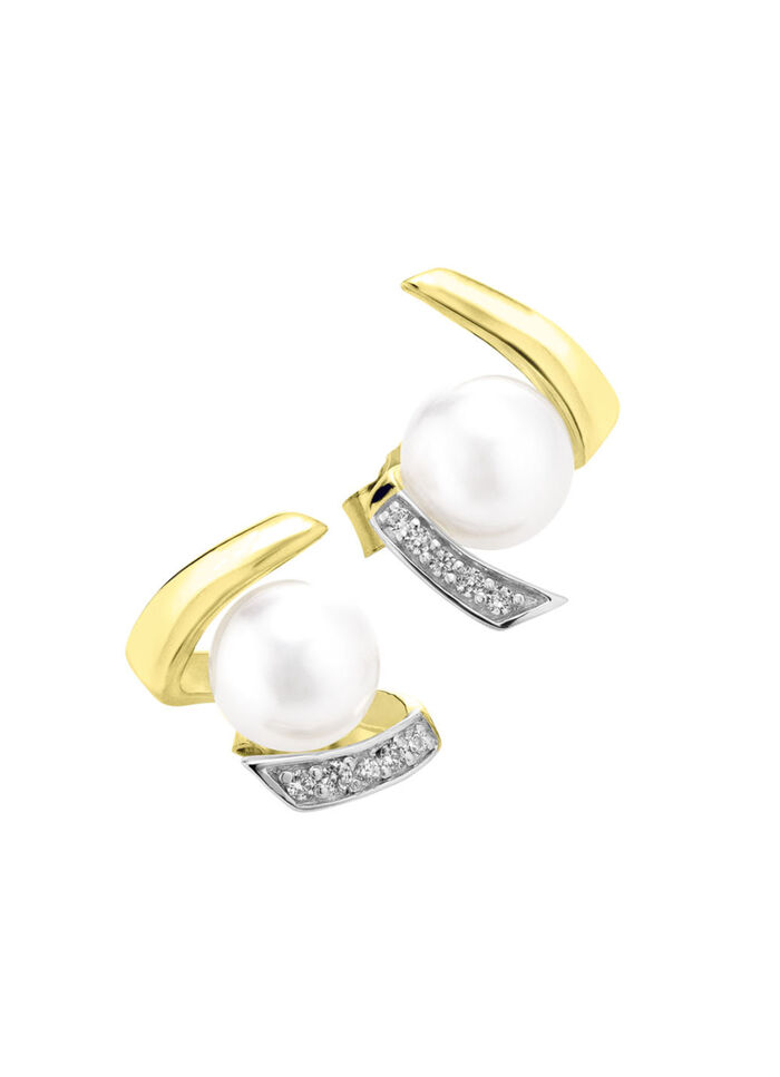 Ohrstecker mit Süsswasser-Zuchtperlen und synth. Zirkonia 