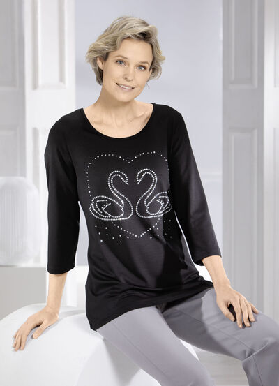 Shirt mit edler Strasszier in 2 Farben 