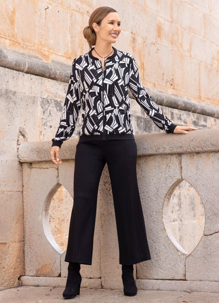 Blusenjacke mit schwarzen Rippenb&uuml;ndchen 