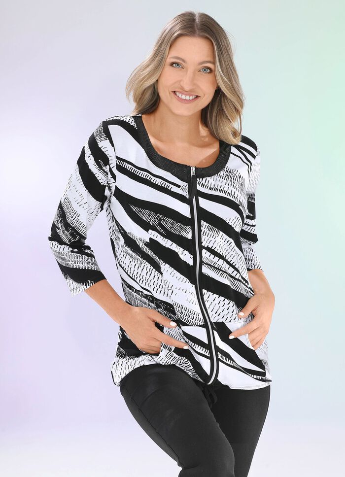 Shirtjacke mit durchgehendem Reissverschluss  