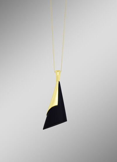Mattierter Anhänger mit echt Onyx  Mattierter Anhänger mit echt Onyx