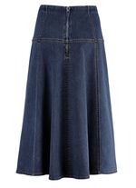 Jeans-Rock mit kontrastfarbenen Teilungsn&auml;hten DUNKELBLAU