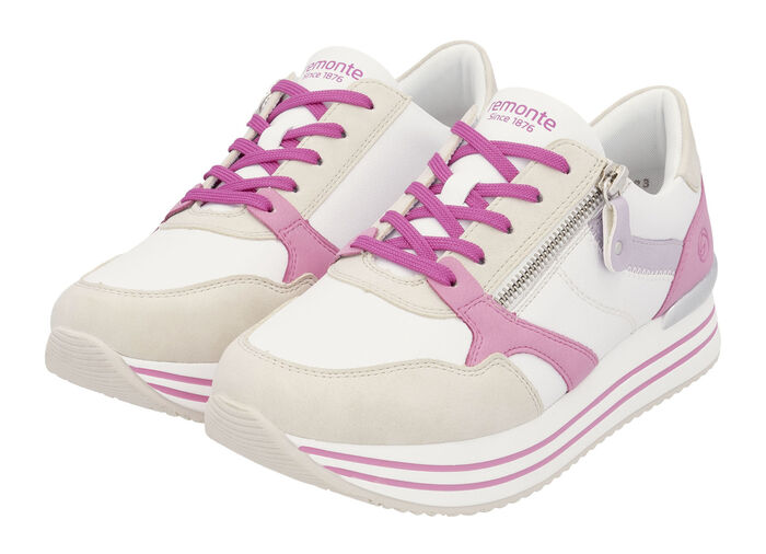 Remonte Schnür-Sneaker aus Nappaleder CREME-BUNT