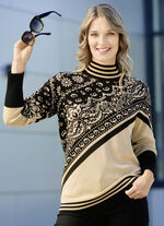 Pullover in Jacquard-Dessin BEIGE-SCHWARZ