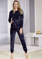 Pyjama aus Polarfleece mit Kängurutaschen und Bündchen 