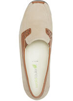 Waldläufer, bequeme Damen-Slipper, Weite H, mit herausnehmbarem Fussbett BEIGE-COGNAC
