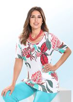 Charmantes Longshirt mit paspeliertem Halsausschnitt 