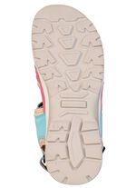 Waldl&auml;ufer, bequeme Damen-Sandalen, Weite H, mit herausnehmbarem Fussbett PINK-ORANGE-BLAU