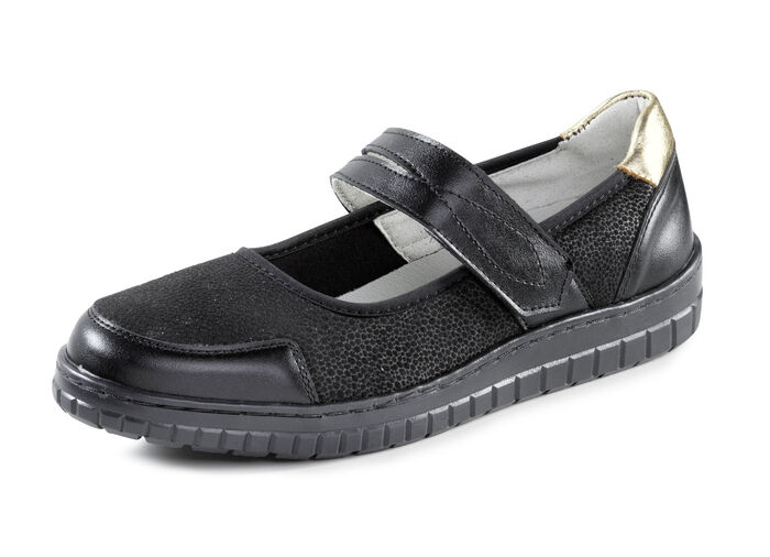 ELENA EDEN Slipper aus Nappaleder und Stretchmaterial SCHWARZ-GOLD