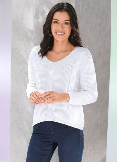 Pullover mit k&uuml;rzerem Vorderteil 