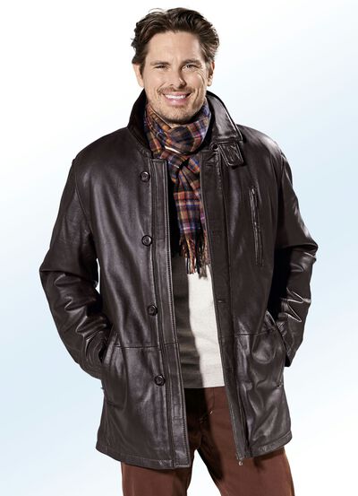 Lederjacke mit Reissverschluss-Doppeltaschen 