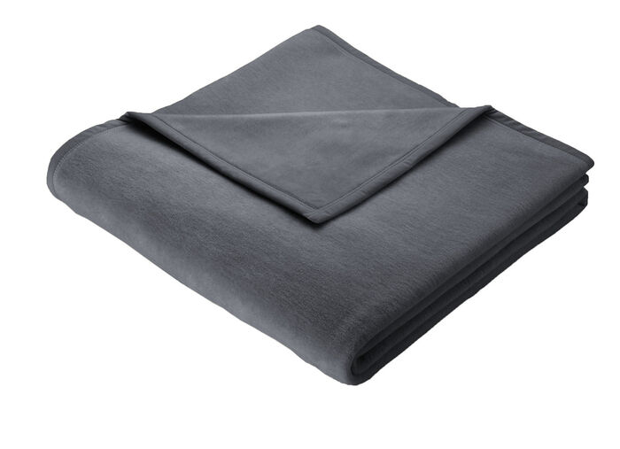 Hochwertige Schlafdecke mit Veloursband-Einfassung von Borbo ANTHRAZIT