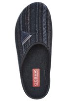 Klassische Herren-Hausschuhe, mit anatomisch geformtem Fussbett SCHWARZ-GRAU